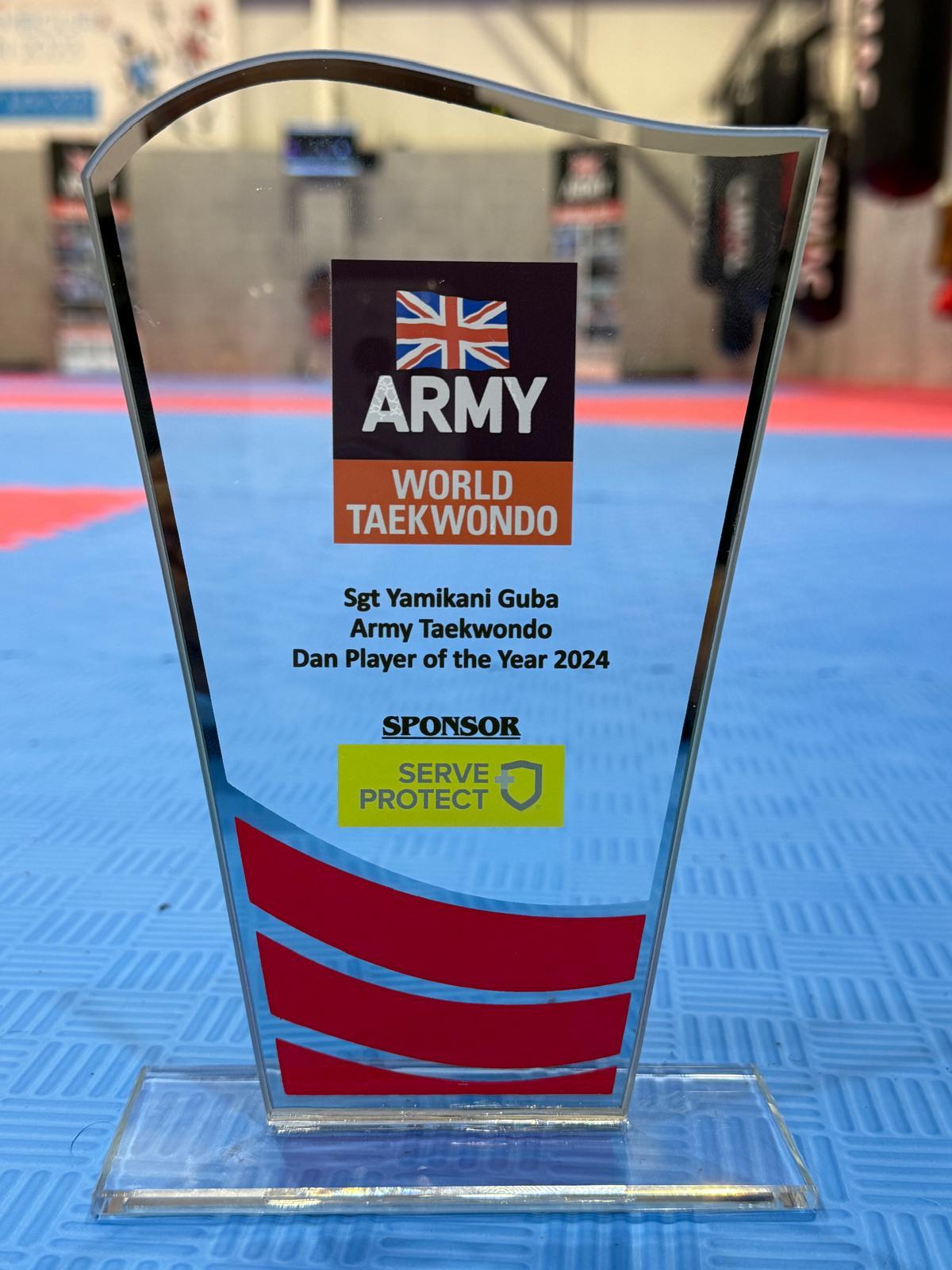 Army World Taekwondo Dan Player of the Year 2024 trophy
