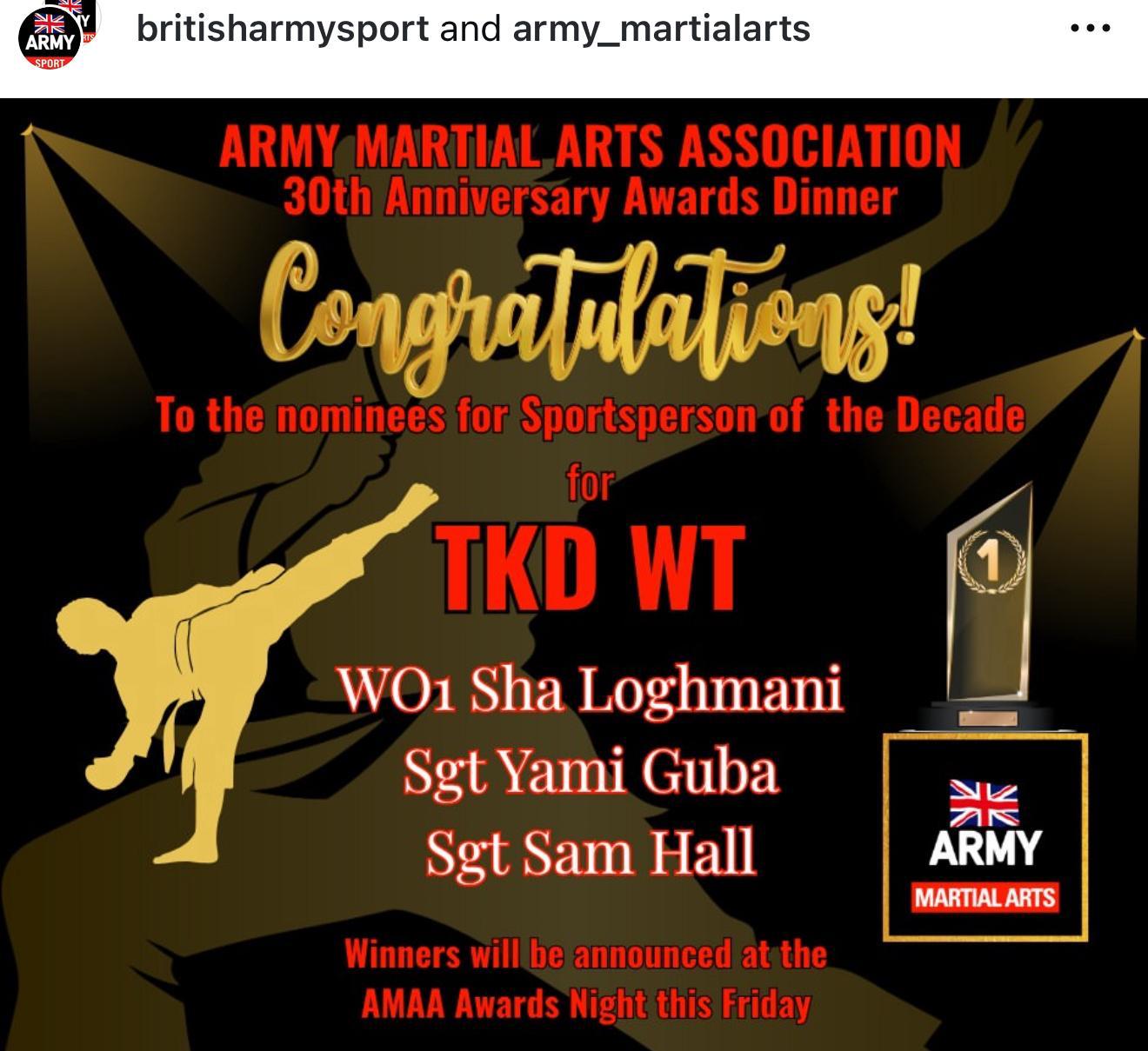 Army Martial Arts Sportsperson of the Decade nomination